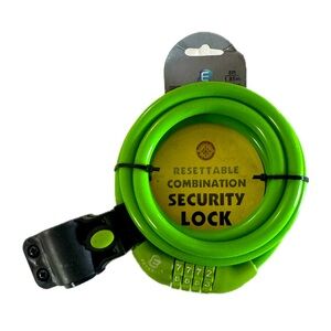 😎 NWT Coiled Cabled Resettable Combination Security Lock, for bikes or valuables